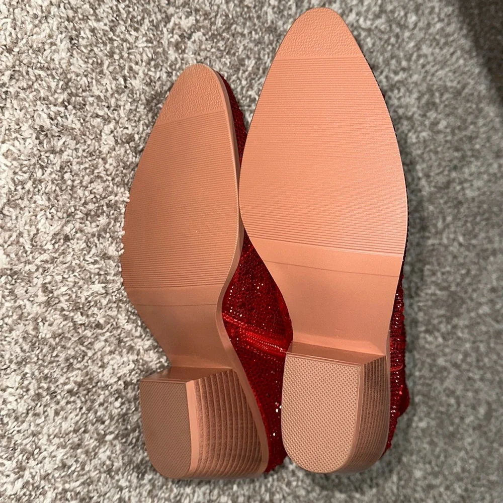 Red Rhinestone Booties - Picture 3 of 5